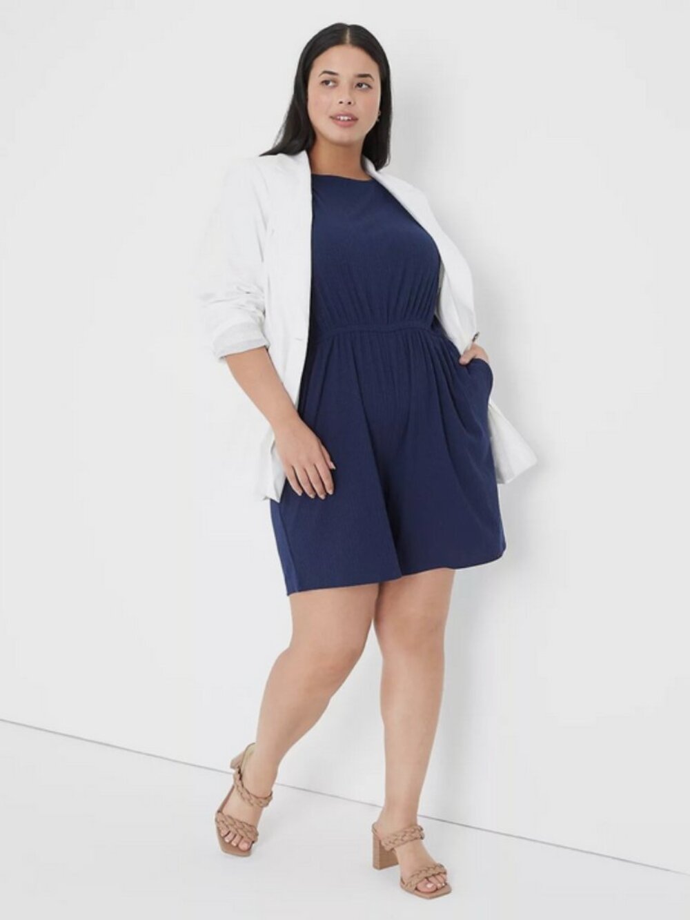Lane Bryant NWT Women's Flutter-Sleeve Surplice-Back Romper Blue Size 22/24